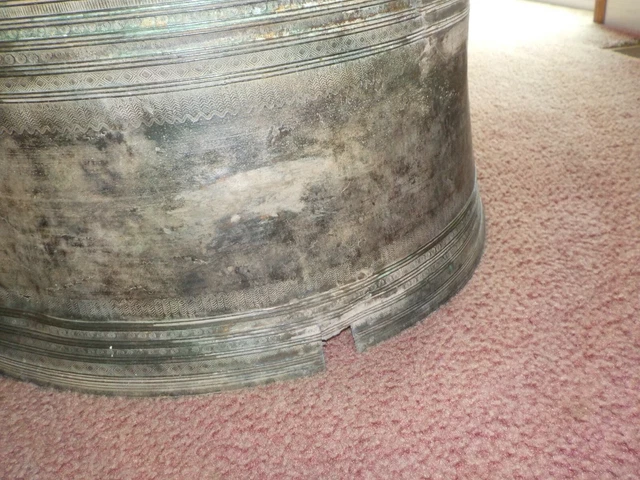 Antique Burmese Bronze Karen Frog Drum Vintage 9
