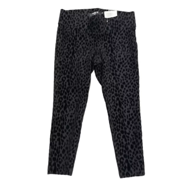 Torrid Black Flocked Leopard Pixie Pant 12 Large High-Rise Skinny NWT