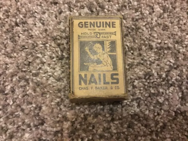 Old Vintage Hammering Nails In Original Boxes Genuine Hold Fast Chas F Baker Co.