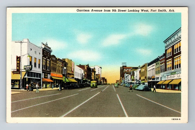 Fort Smith AR-Arkansas, Garrison Avenue From 9th Street, Vintage Postcard