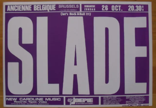 SLADE original silkscreen concert poster '80 brussels