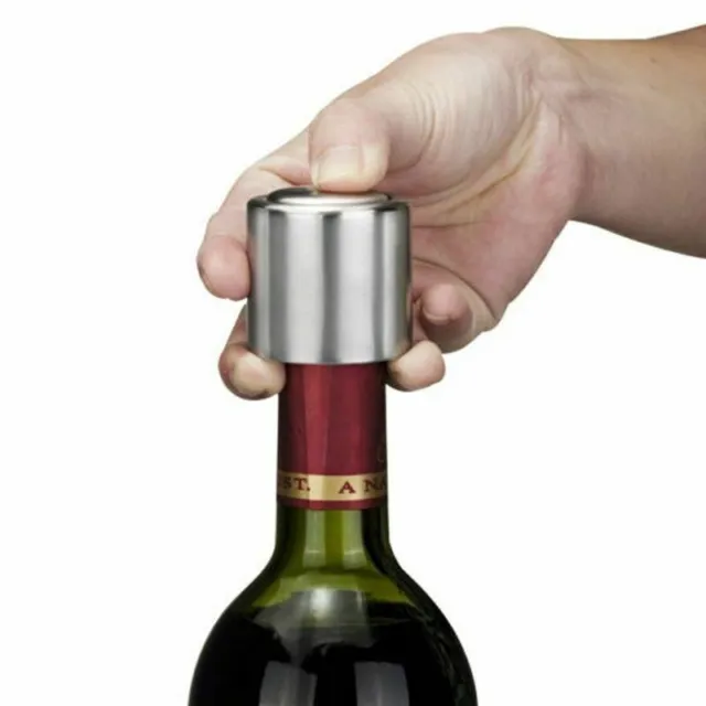 Stainless Steel Reusable Vacuum Sealed Champagne Red Wine Bottle Stopper Cap USA