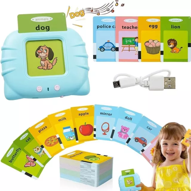 Tarjetas flash parlantes juguetes educativos de aprendizaje para niños de 2...