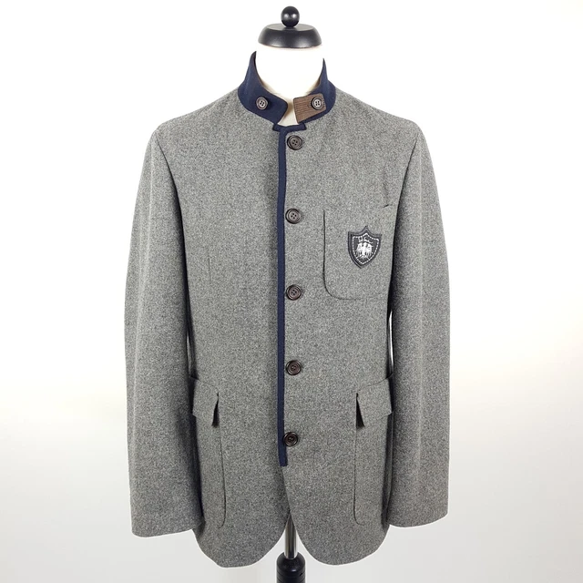 Luis Trenker Janker Herren Gr. 52 Grau Blau Loden Wolle Trachtenjacke Jacke