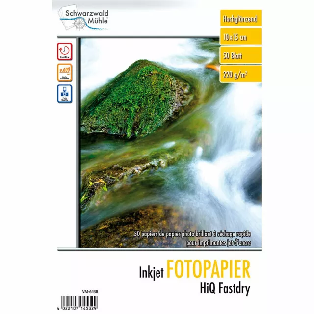 Schwarzwald Mühle HiQ Fastdry Fotopapier glossy  220 g/m² 10x15 50Bl.