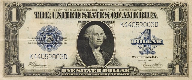 1923 One Dollar $1 Large Size Seal Silver Certificate Note Circulated Estate