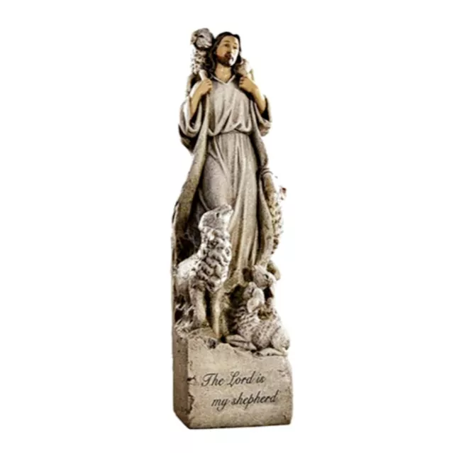The Lord is My Shepherd Jesus With Lambs Statue Figurine with Inscription,12 In