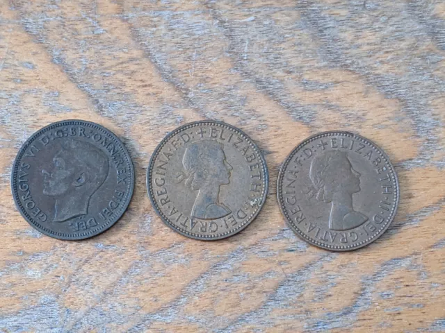 Three Half Pennies Penny 1946 And Two 1966