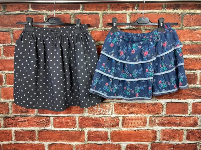 Girl Bundle Age 10 Next Blue Pink Floral & Grey Stars Flare Summer Skirts 140Cm