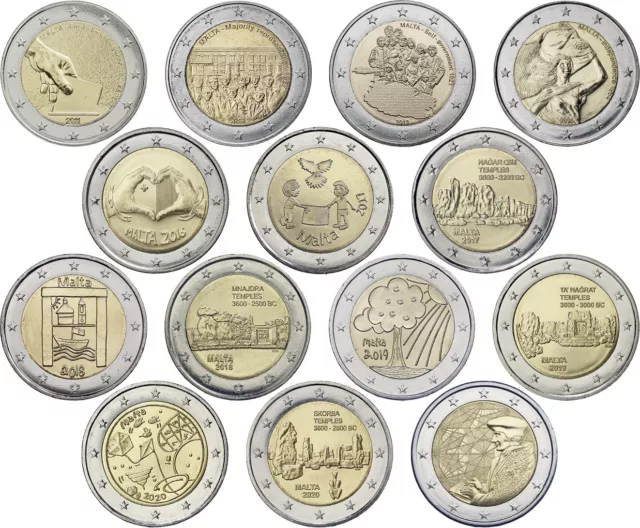 Malta 2 Euro Gedenkmünzen 2011-2022