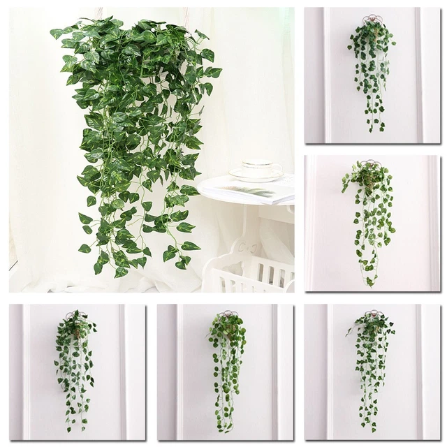 Plantas Artificiales Hojas Vides Verde Ratán Vid Imitación Boda Decoración