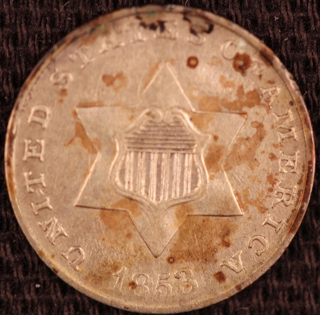 1853 3CS Three Cent Silver Beautiful Type Coin!