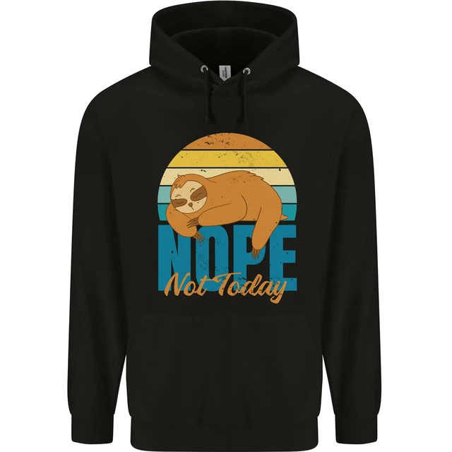 Sloth Nope Not Today Funny Lazy Mens 80% Cotton Hoodie