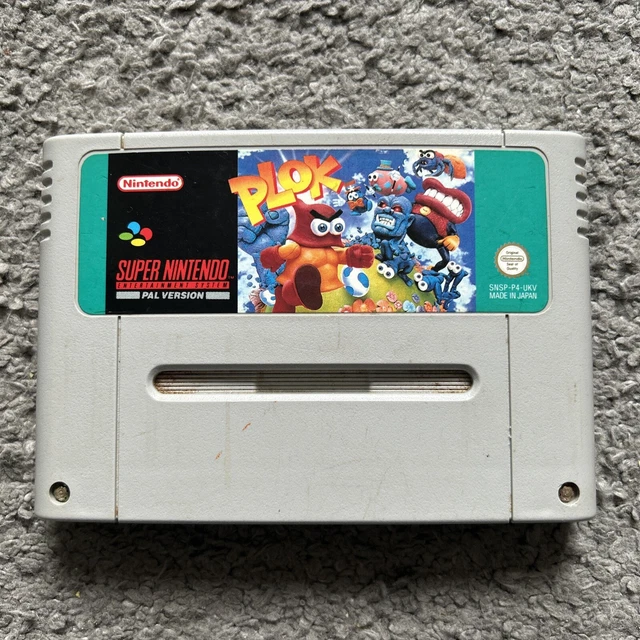SUPER NINTENDO PLOK SNES Retro Video Game Cartridge Vintage Shooter ...