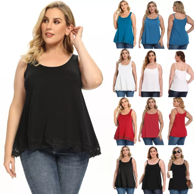 Women's Plus Size Sleeveless Flowy Tank Top Tunic Scoop Neck Loose Fit Blouse US