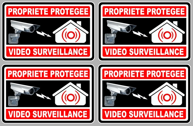 Autocollant De Dissuasion Vidéosurveillance Et Alarme - Sticker Propriété Sous Surveillance