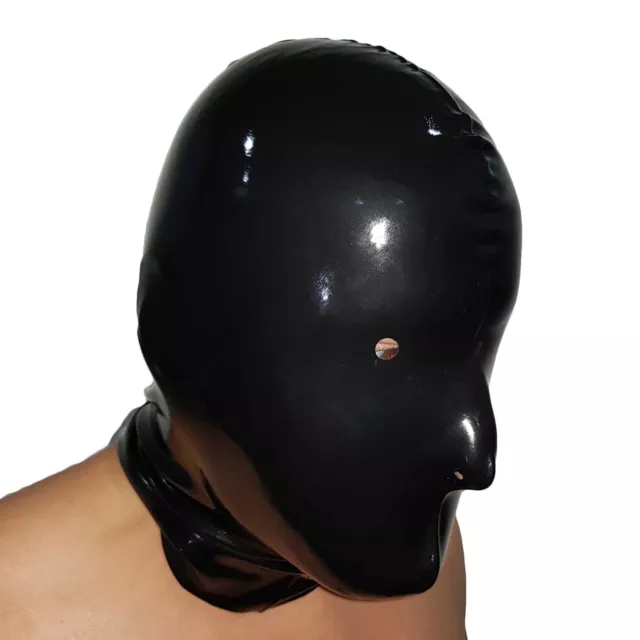 Brand New Black Latex Rubber Gummi Hood Mask (one size) 2