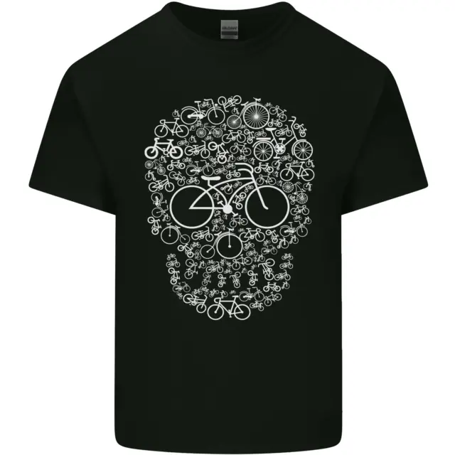 A Skull Made with Bicycles Cyclist Cycling Mens Cotton T-Shirt Tee Top