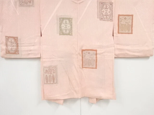 80046# Japanese Kimono / Antique Haori / Woven Abstract Pattern