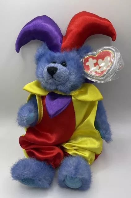 Ty Beanie Baby Attic Treasures Calliope The Jester Bear With Tag In Protector