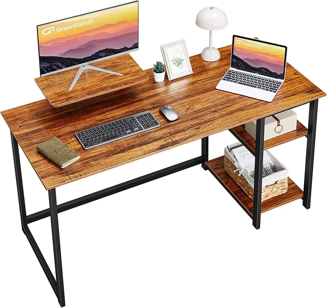 Home Office Computer Desk with Monitor Stand and Reversible Storage Shelves,47 I
