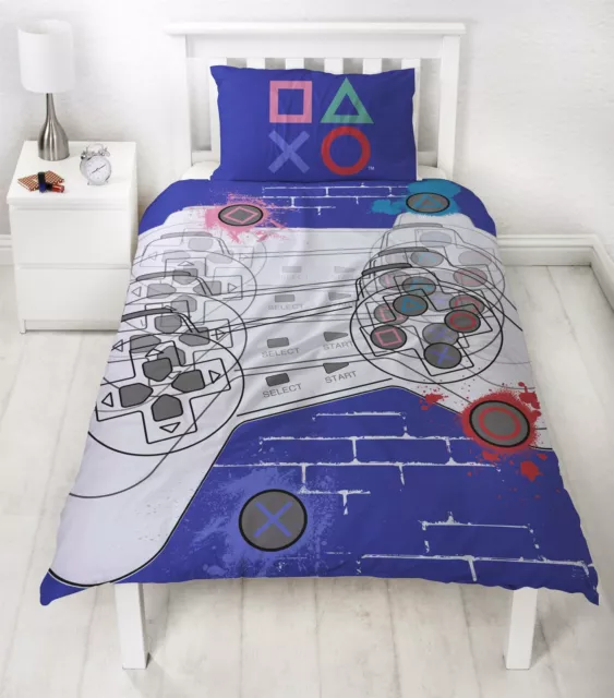 Sony Playstation Controller Single Duvet Cover Reversible Bedding Set PS5