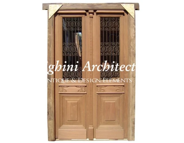 Antique Double Front Door Wrought Iron Inserts. A1284