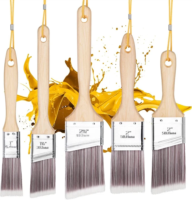 Set 5 Pennelli Da Pittura Con Manico In Legno Diverse Dimensioni Imbianchino Ver