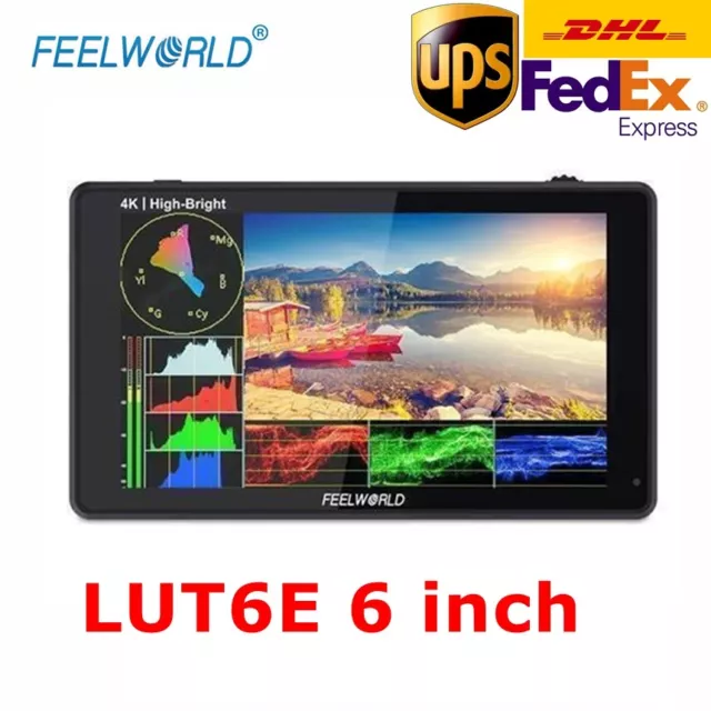 Feelworld LUT6E 6 inch Touch-Screen 4K HDMI HD Camera Field Monitor IPS 3D LUT