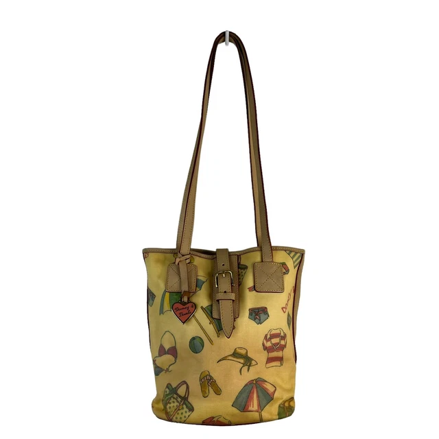 Dooney & Bourke Coated Canvas Mini Bucket Bag Beach Summer Theme Shoulder Purse