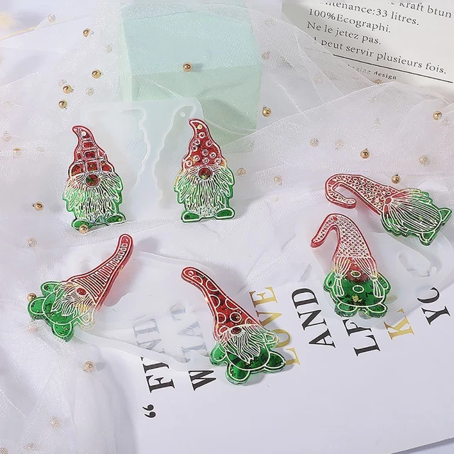 Moldes colgantes de resina molde de silicona para hacer joyas de Santa Claus