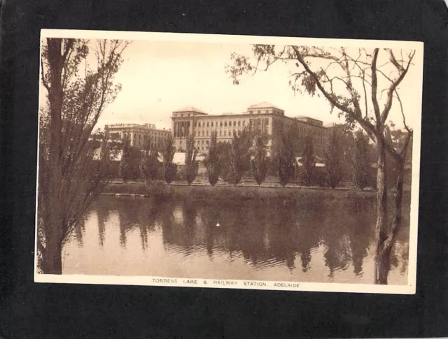 B1366 Australia SA Adelaide Railway station Torrens Lake vintage postcard