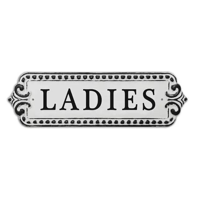 Placa en Lata Con Escritura Ladies para Colgar O Fijar de Pared Puerta O Madera