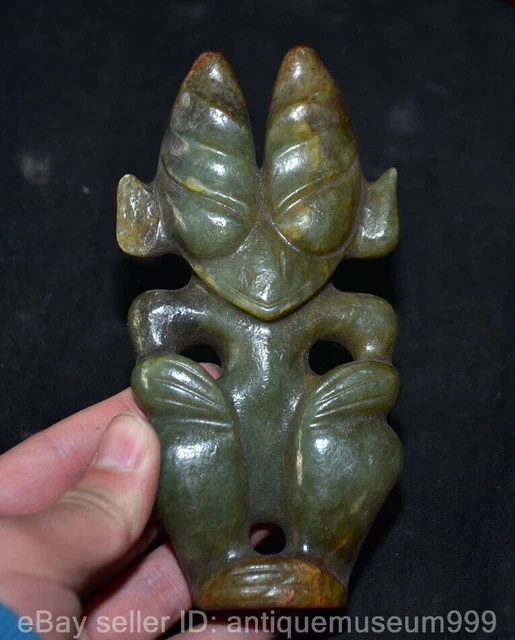 5.6& OLD CHINESE Hongshan culture Hetian Jade Carving Sun God Statue £ ...