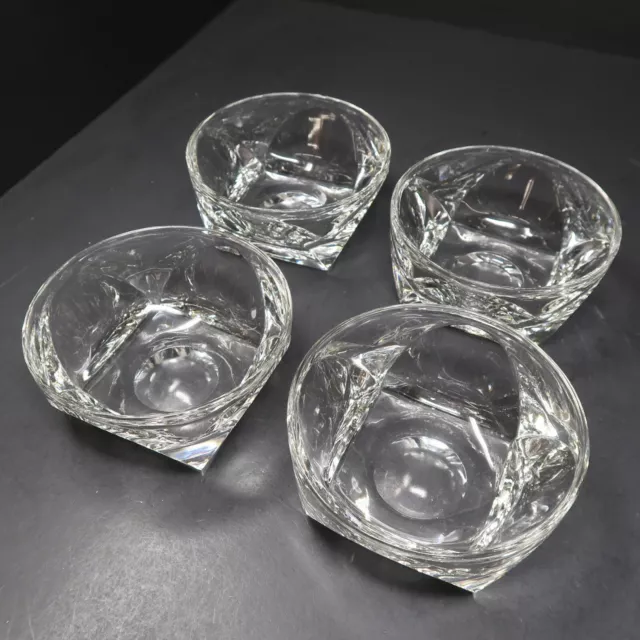 Set of 4 Vintage Small Glass Snack Salad Bowl Heavy Bottom 4.5" x 4.5" x 2" each