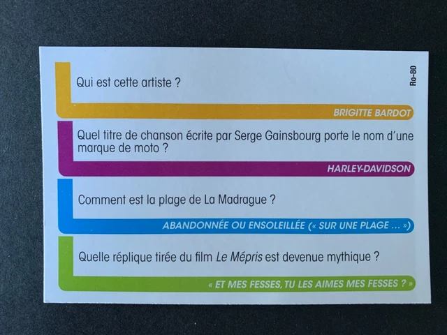 Carte Rookie Brigitte Bardot – Vintage Années 70 – Série Vedettes 1978 – Robert Laffont