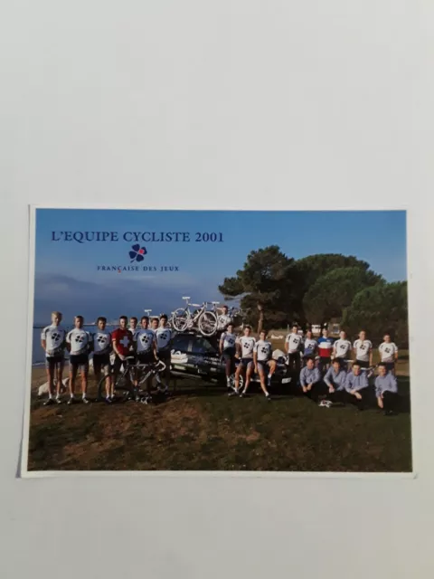 CYCLISME Carte de l'équipe complète des coureurs de LA FRANÇAISE DES JEUX 2001 .