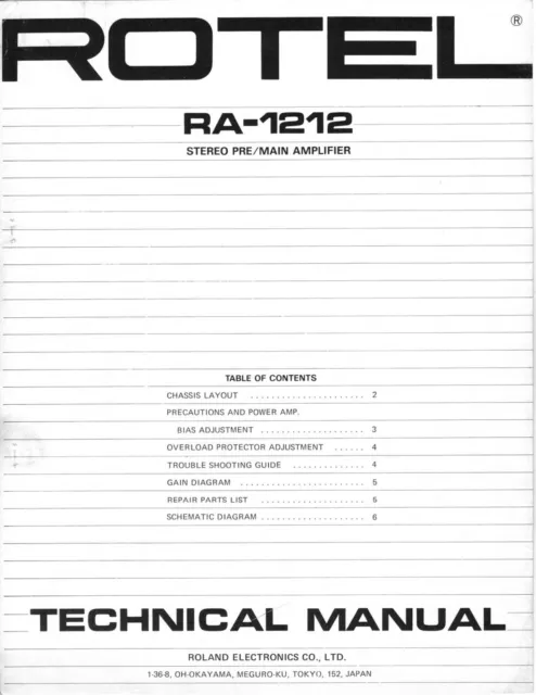 Service Manual-Anleitung für Rotel RA-1212