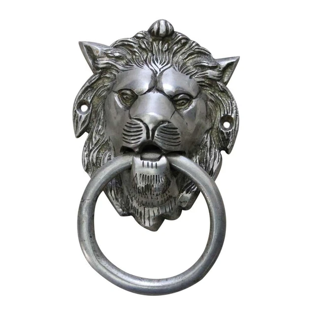 Main Vintage Style Décorative Finition Argentée Lion Laiton Porte Heurtoir (LC)