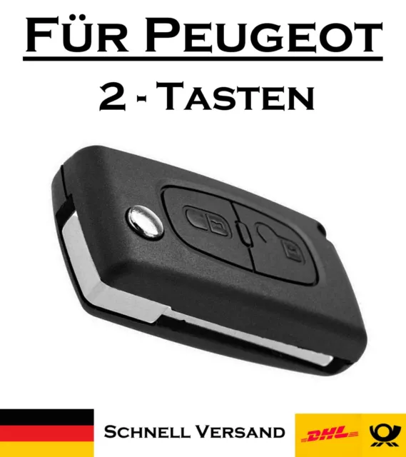 1x Klappschlüssel Gehäuse für Peugeot - Ersatz 2 Tasten PKW Fernbedienung KS05NO