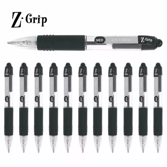 Zebra Z-Grip Mini Retractable Ballpoint Pens - Black Ink - Pack of 12