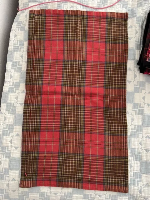 Ralph Lauren Red Plaid Cotton Rectangular Pillow Sham Pillowcase 14" x 26"