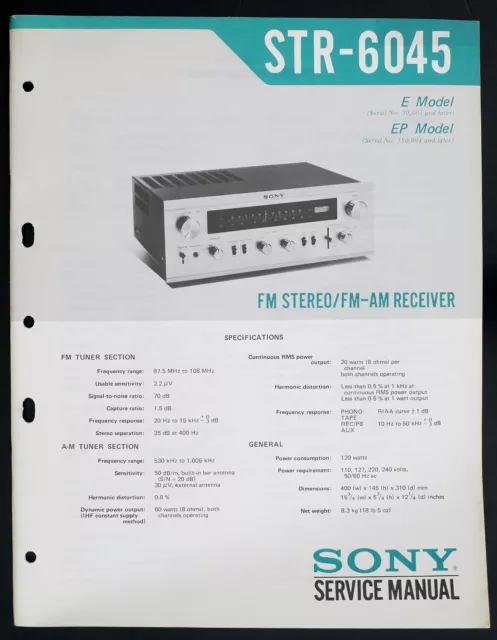 Original SONY STR-6045 Stereo Receiver Service-Manual/Diagram/Parts List o150