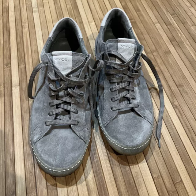 $250 Vince Men Gray Parker Suede Leather Lace-up Sneaker Shoes Size 45 US 11