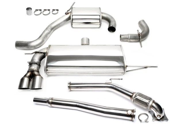 TA Technix set aggiornamento impianto di scarico 2x80 mm rotondo affilato + downpipe per VW Golf VI