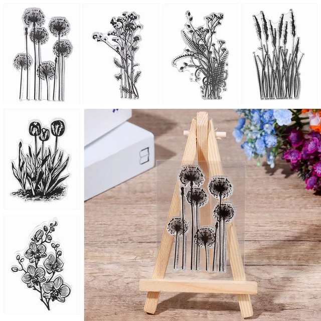 Transparent Sammelalbum-Dekoration Blume & Pflanze Gummis tempel Blumen stempel