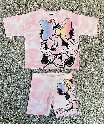 NUOVO Disney Minnie Mouse Rosa Vestito Pantaloncini e T-shirt Età 2-3 prossimo M&S