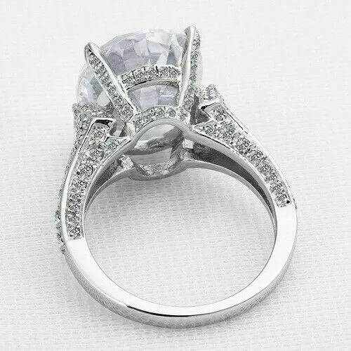 3.50CTW OVAL CUT Moissanite Hidden Halo Engagement Ring 14k Solid White ...