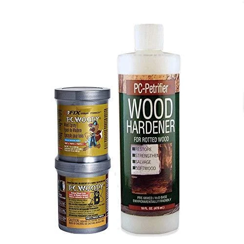 PC-Products PC-Woody Wood Repair Epoxy Paste Two-Part 12 oz and PC-Petrifier ...