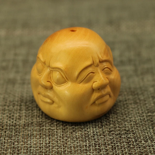 2" Hand Carved Boxwood Carving Figurine : Buddha mask